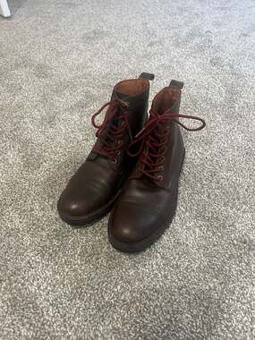 Patina Brown Leather Lace Up Boots